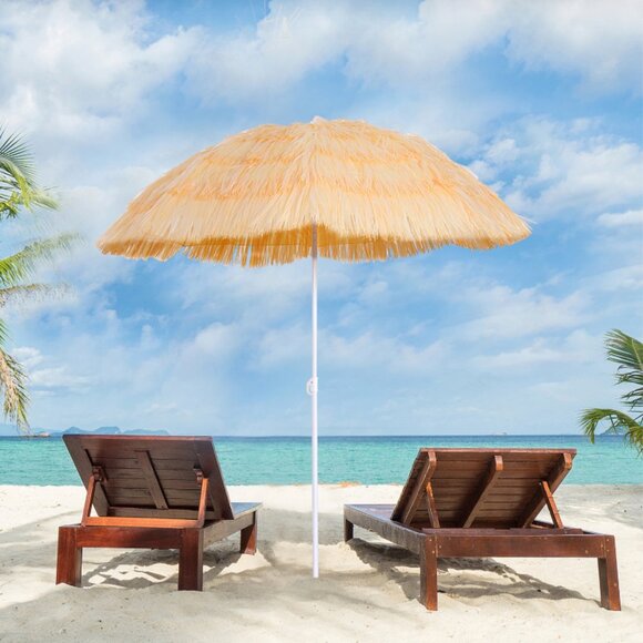 Outsunny | 6FT Beach Umbrella w Tilt | Colour Wheat - Picture 2 of 9